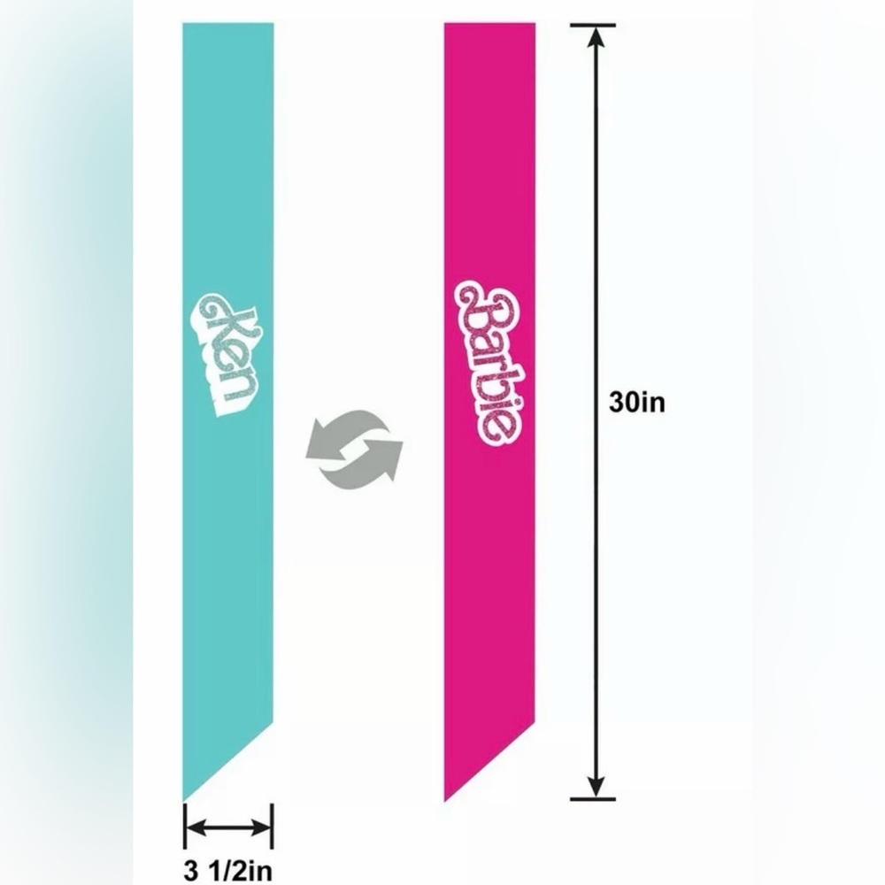 Barbie | Reversible Barbie Ken Pink Blue Celebration Sash | 60in - Picture 7 of 7